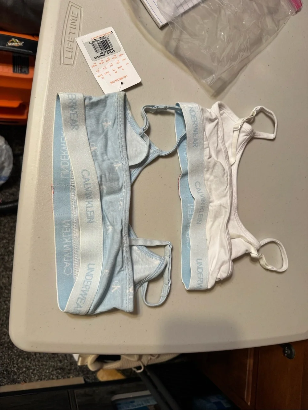 Calvin Klein Two-Pack Bralettes in White & Light Blue